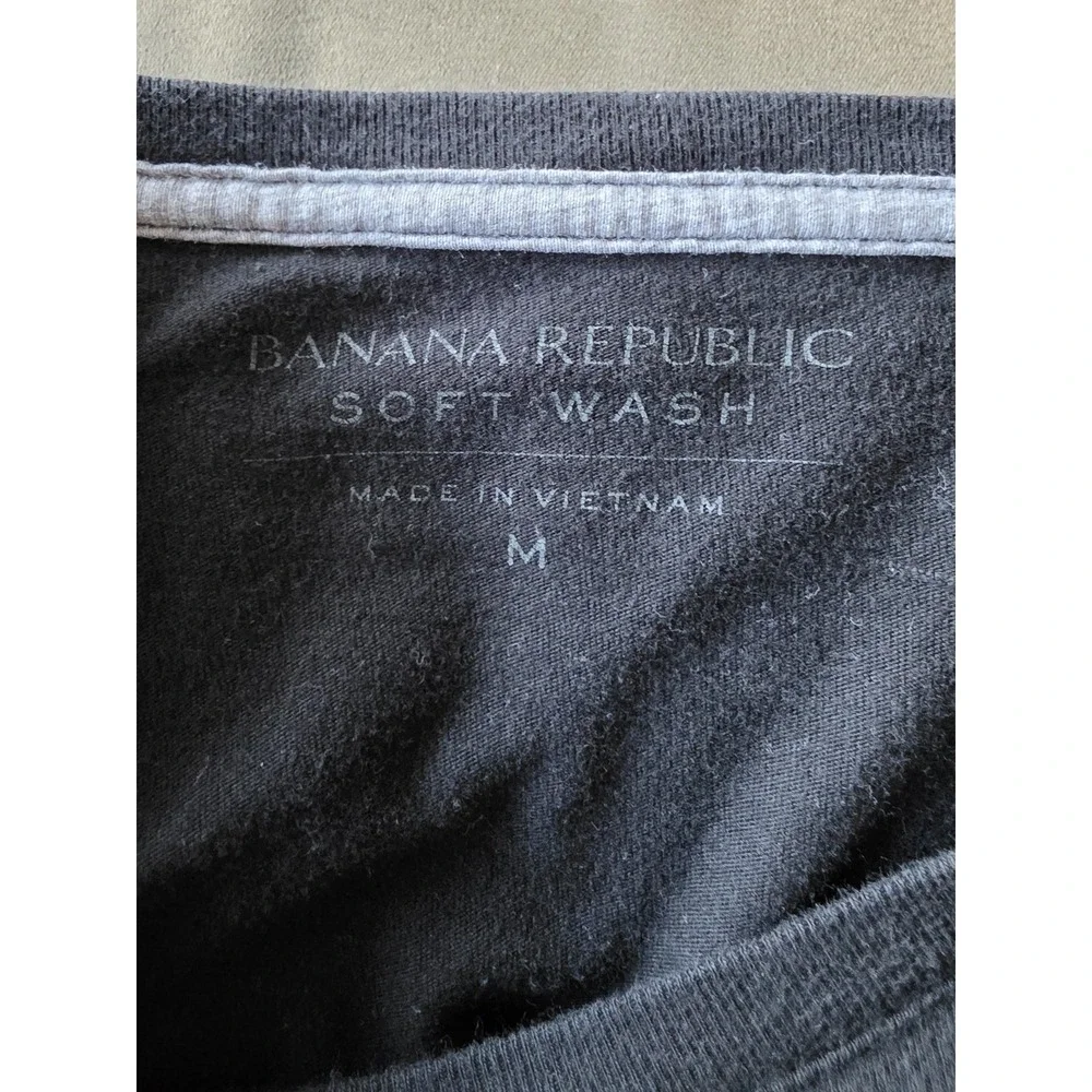 Banana Republic Men's Cotton T-Shirt M Black Short Sleeve Solid Casual Tee
